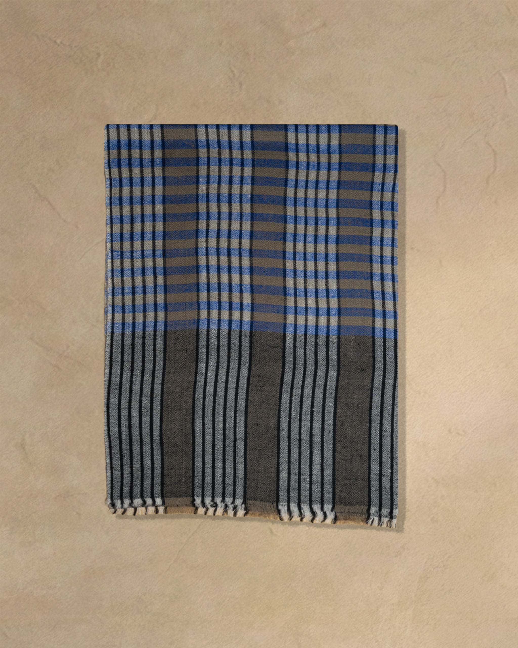 Flax Cross Cashmere Stole  Beige stole from the Ashwaa Sunrise collection