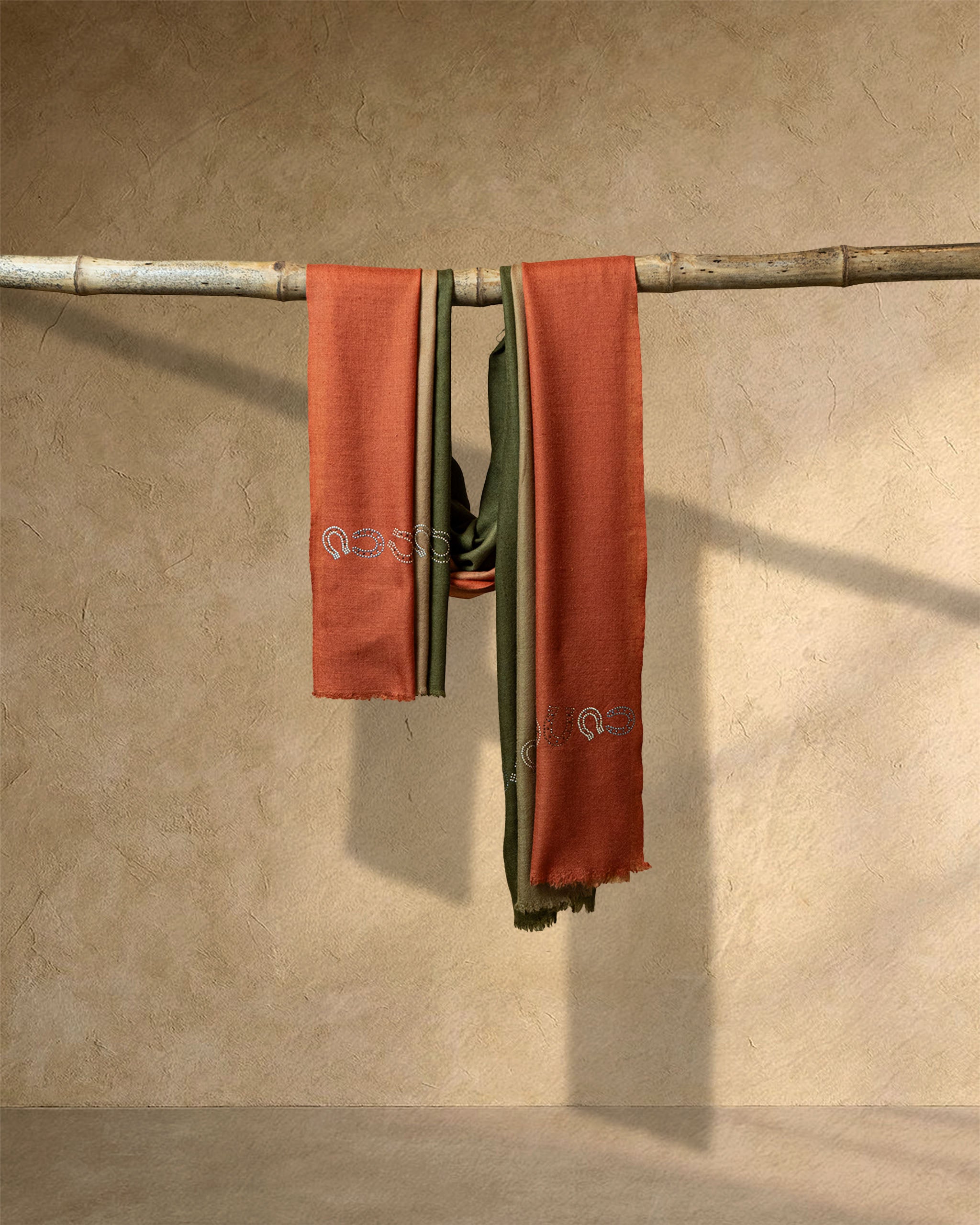 Ivory Bridle Cashmere Stole  Ivory stole from the Ashwaa Equestrian collection