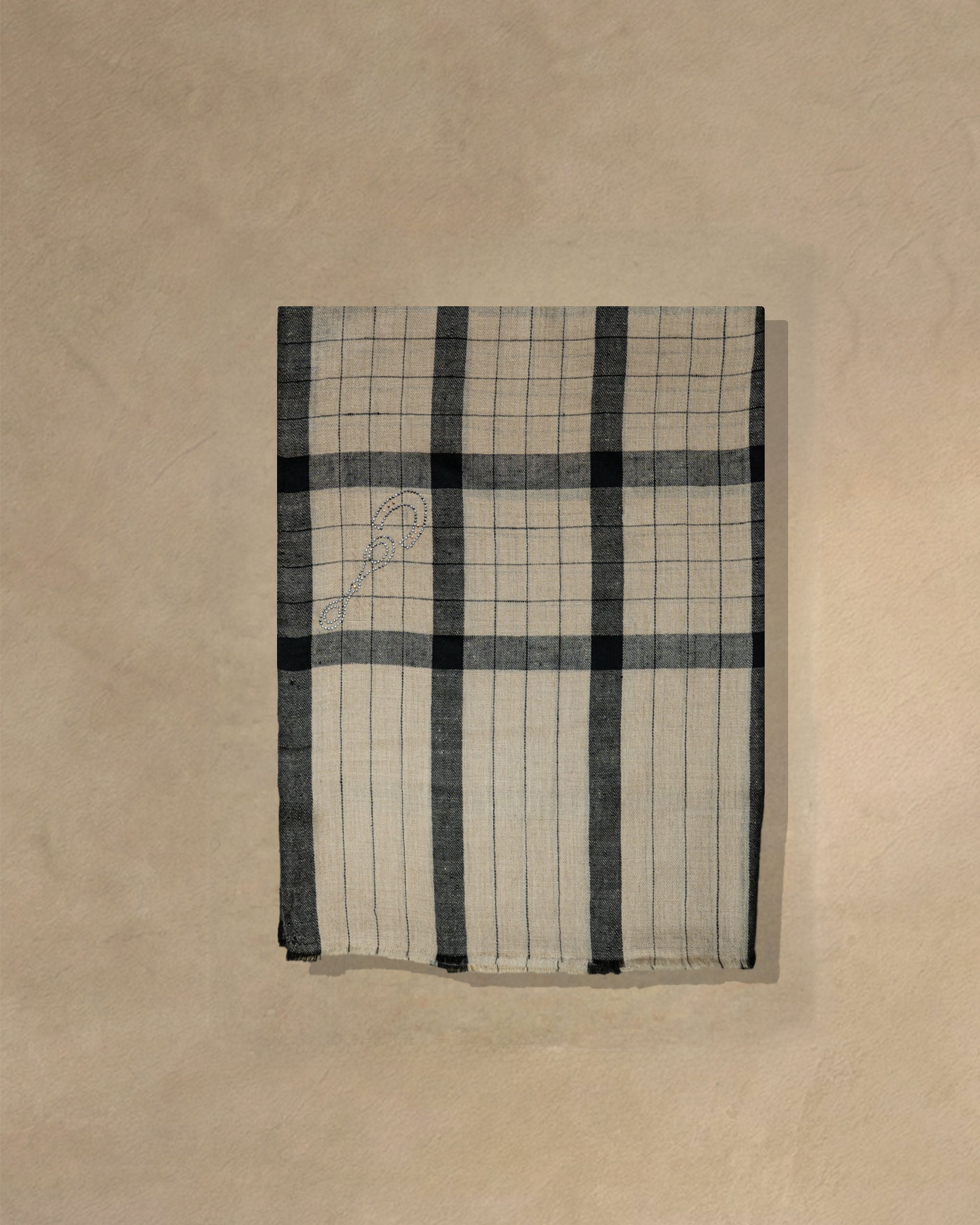 Sand Check Cashmere Stole  Beige stole from the Ashwaa Polo collection