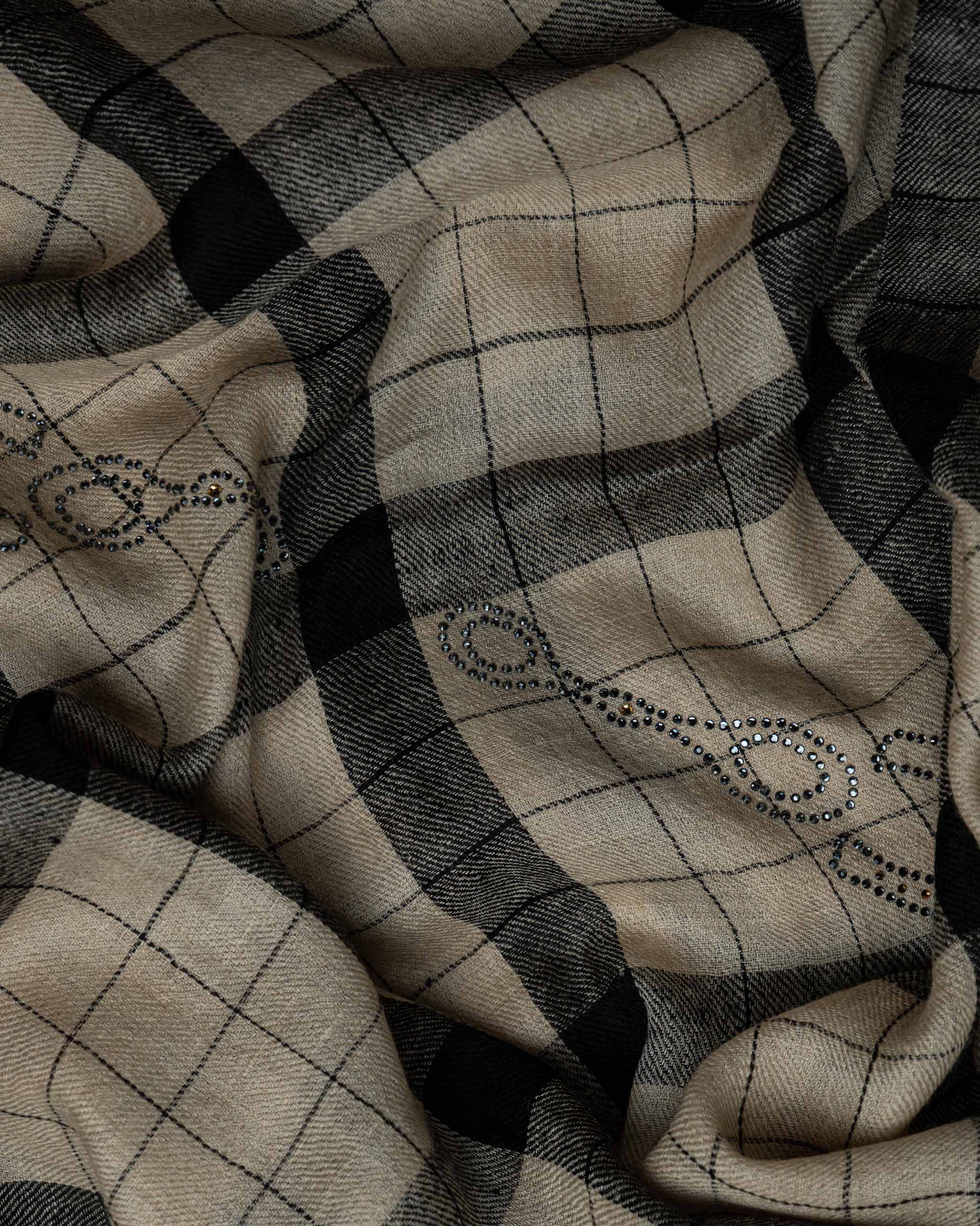 Sand Check Cashmere Stole  Beige stole from the Ashwaa Polo collection