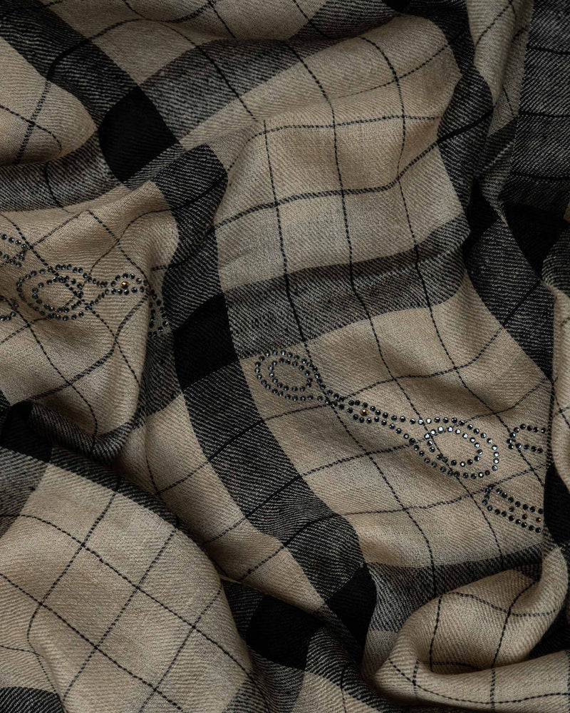 Sand Check Cashmere Stole  Beige stole from the Ashwaa Polo collection
