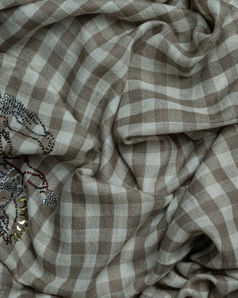 Parchment Stride Cashmere Stole  Beige stole from the Ashwaa Dressage collection