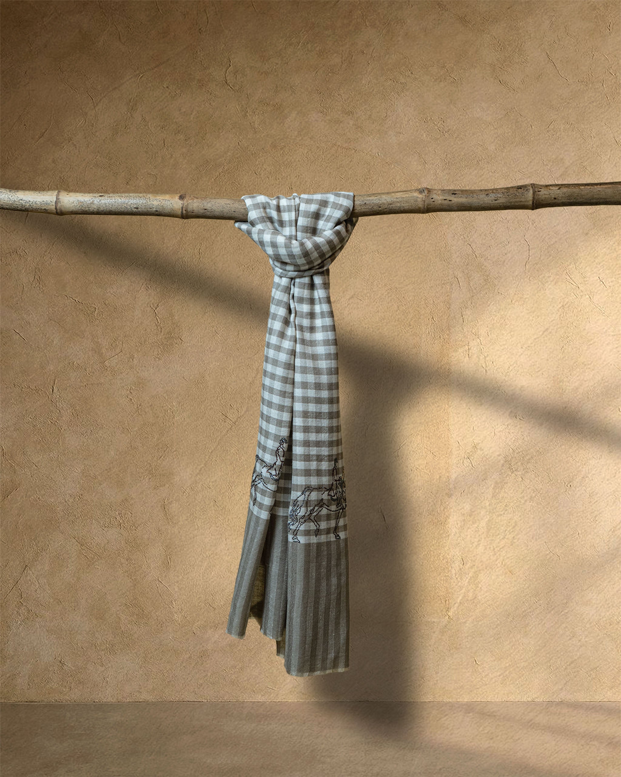 Parchment Stride Cashmere Stole  Beige stole from the Ashwaa Dressage collection