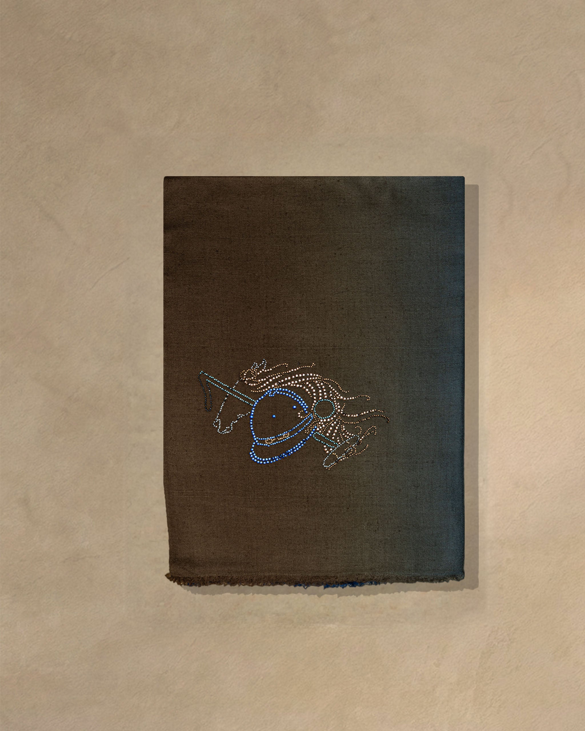 Saddle Dusk Cashmere Stole  Brown stole from the Ashwaa Equestrian collection