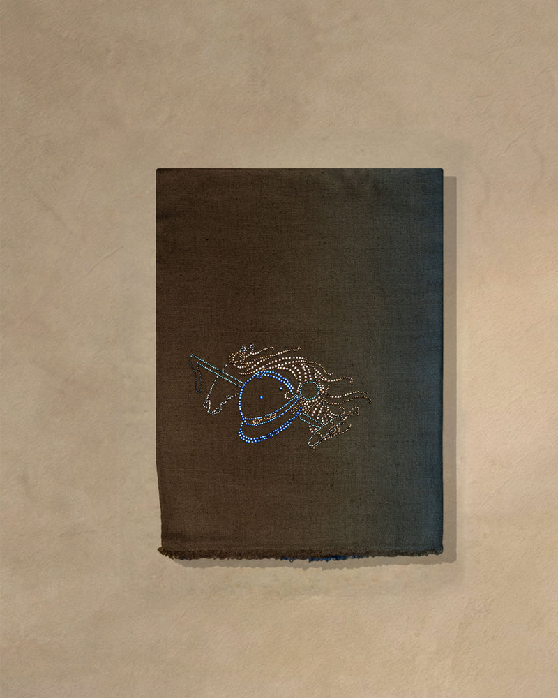 Saddle Dusk Cashmere Stole  Brown stole from the Ashwaa Equestrian collection