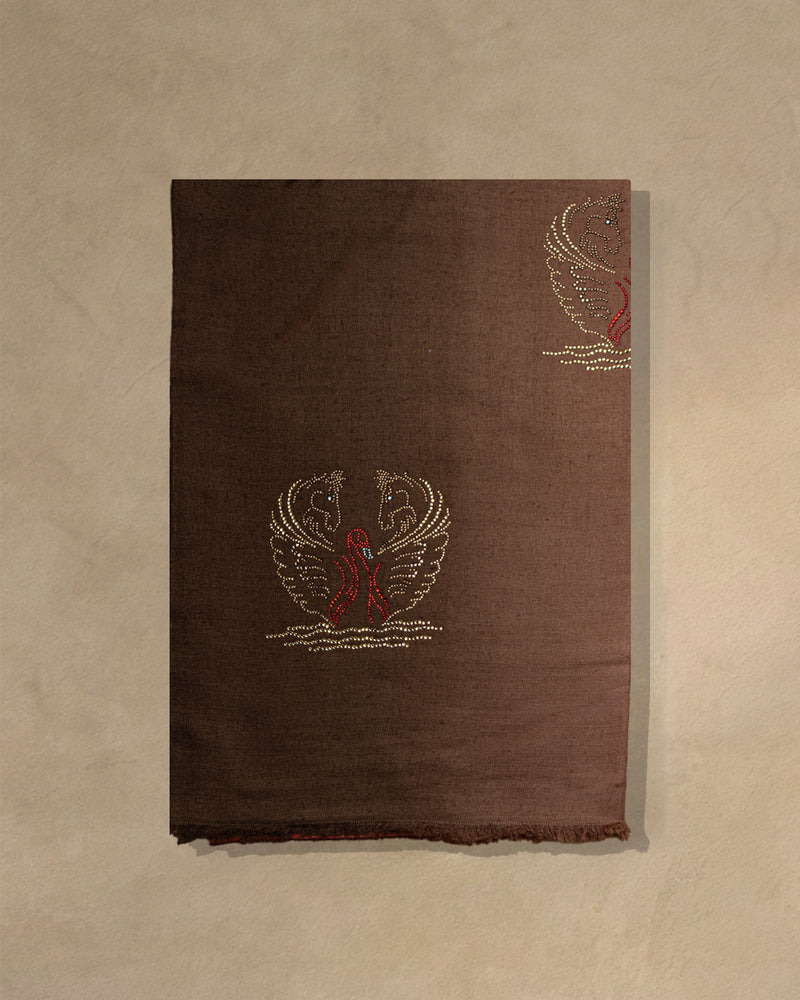 Mahogany Stride Cashmere Stole  Brown stole from the Ashwaa Equestrian collection