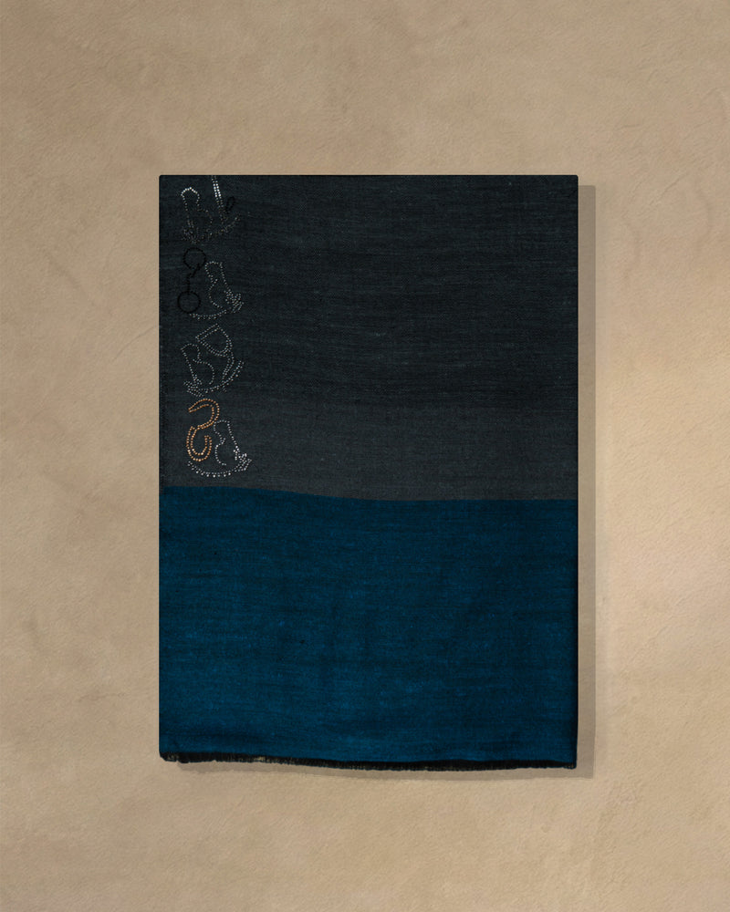 Lagoon Weave Cashmere Stole  Teal stole from the Ashwaa Equestrian collection