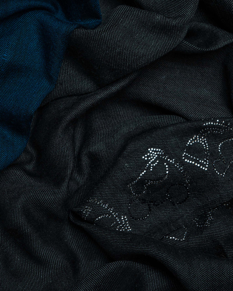 Lagoon Weave Cashmere Stole  Teal stole from the Ashwaa Equestrian collection