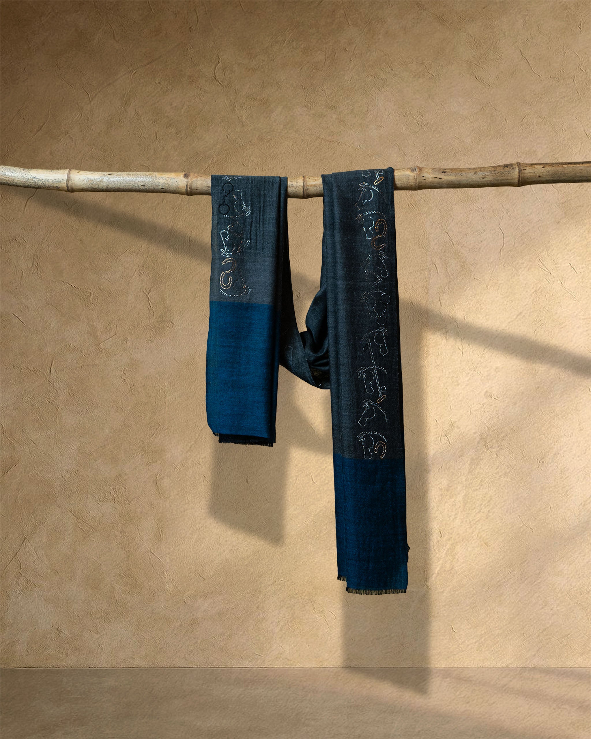 Lagoon Weave Cashmere Stole  Teal stole from the Ashwaa Equestrian collection