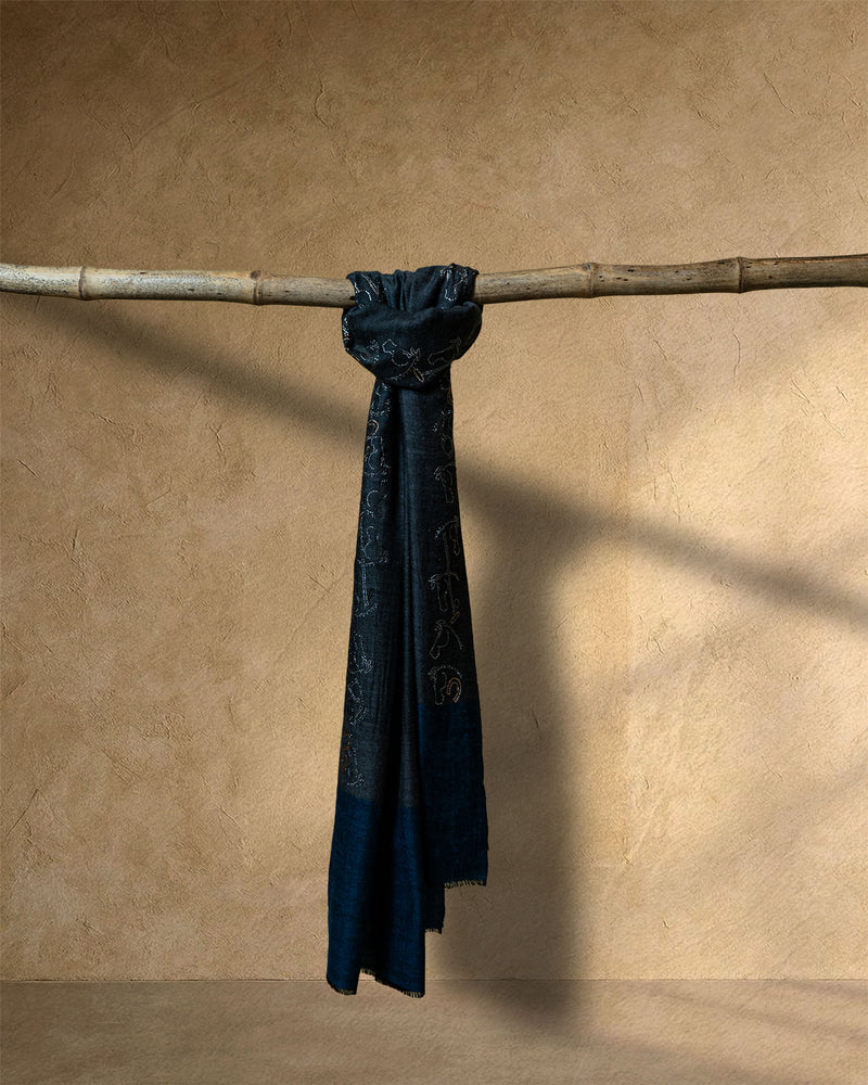 Lagoon Weave Cashmere Stole  Teal stole from the Ashwaa Equestrian collection