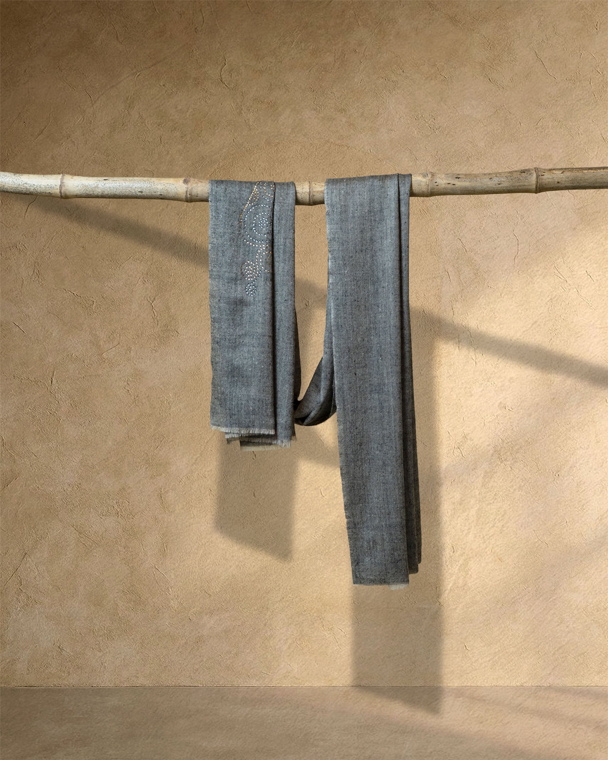 Earth Seam Cashmere Stole  Tan stole from the Ashwaa Equestrian collection