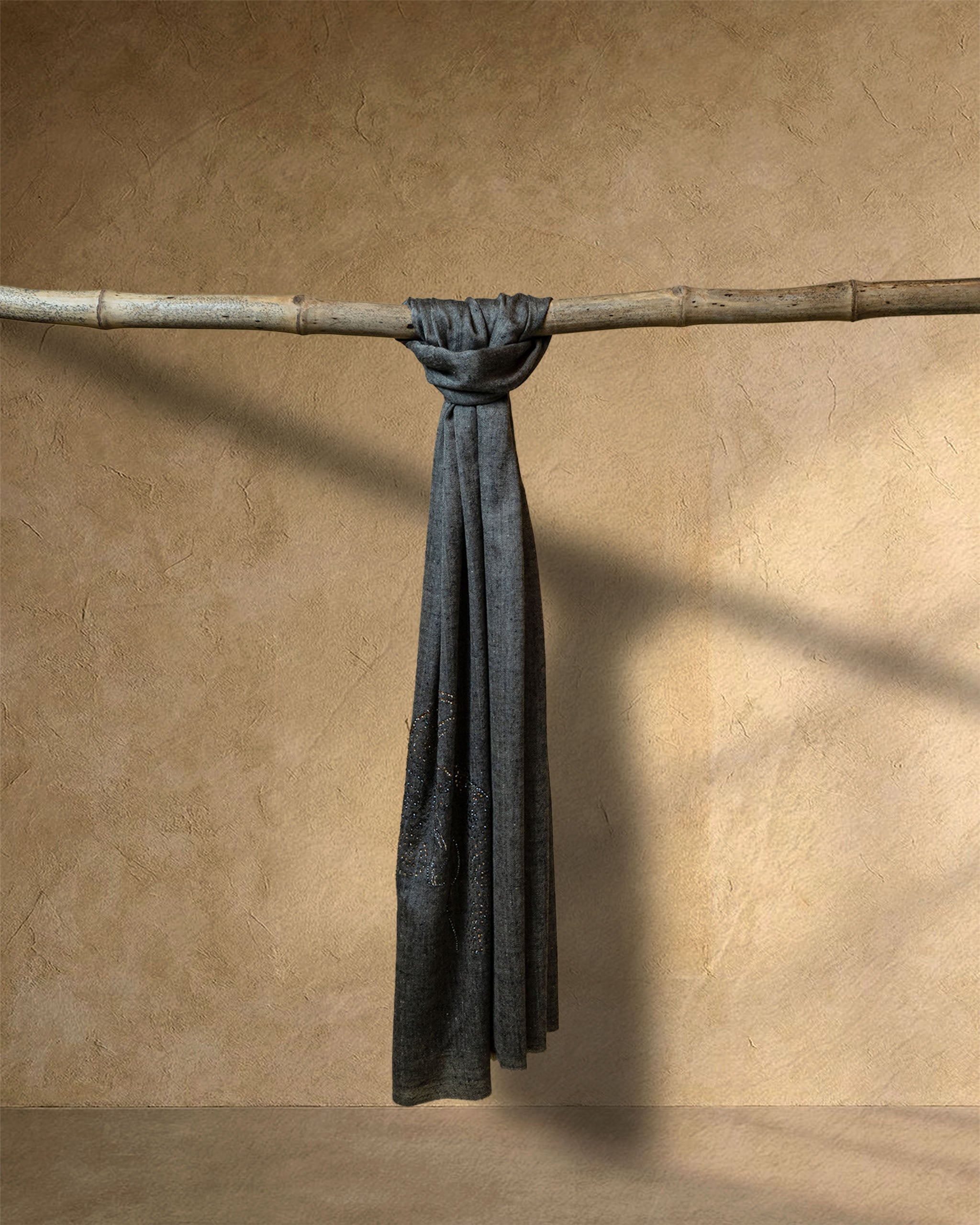 Earth Seam Cashmere Stole  Tan stole from the Ashwaa Equestrian collection