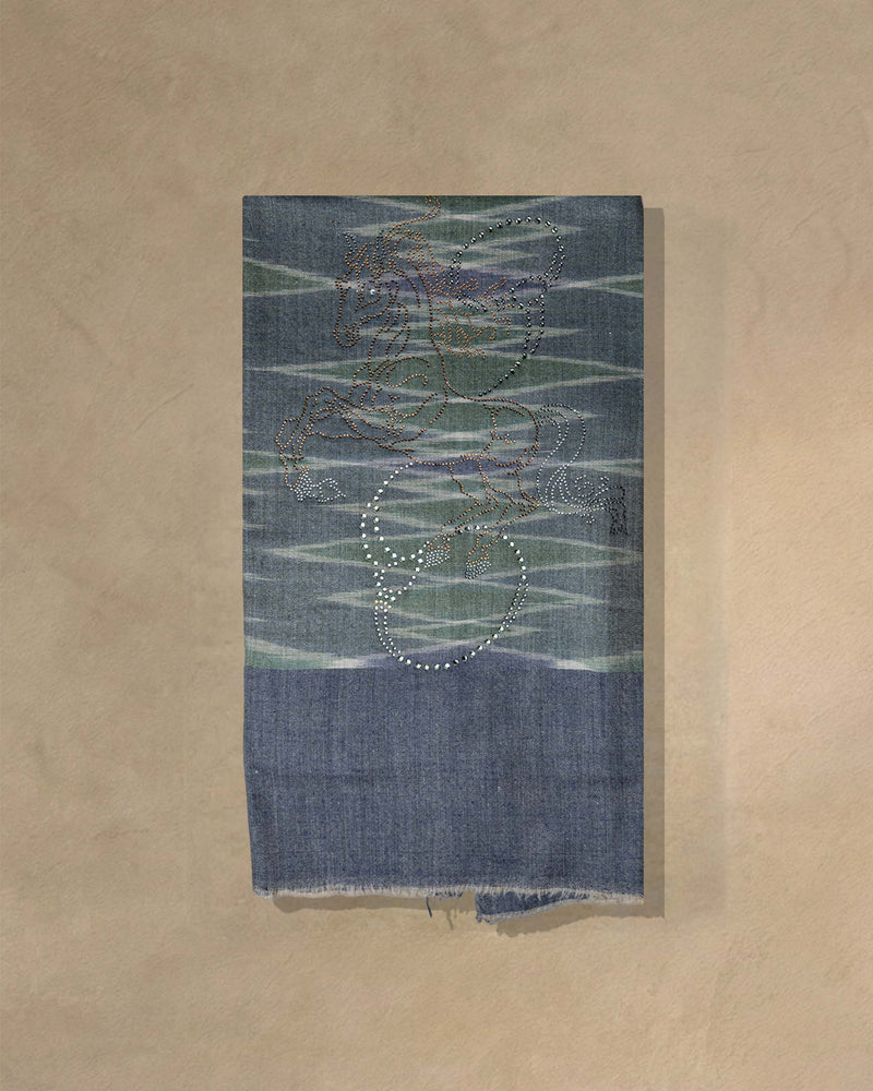 Olive Canter Cashmere Stole  Olive stole from the Ashwaa Show jumping collection