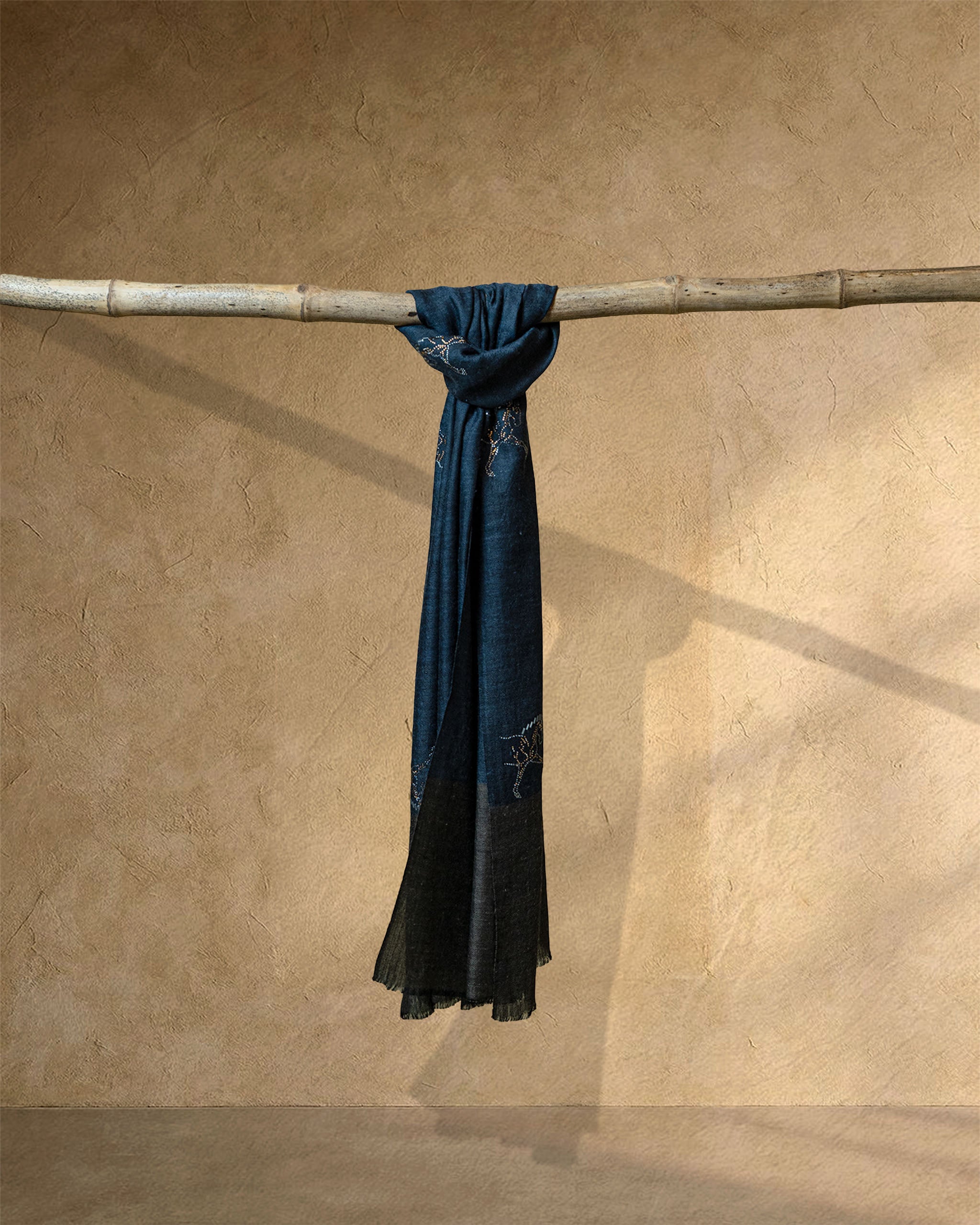 Ash Margin Cashmere Stole  Light Grey stole from the Ashwaa Dressage collection