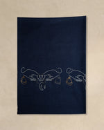 Vertical Gleam Wool Stole — Navy Blue stole from the Ashwaa Show Jumping collection