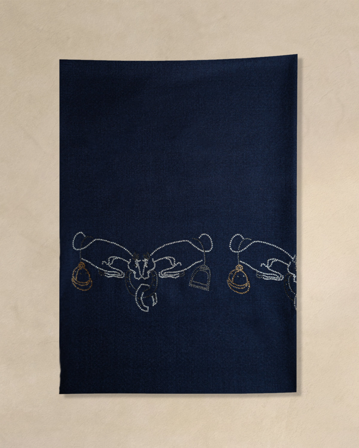Vertical Gleam Wool Stole — Navy Blue stole from the Ashwaa Show Jumping collection