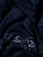 Vertical Gleam Wool Stole — Navy Blue stole from the Ashwaa Show Jumping collection