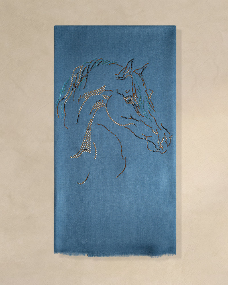 Forelock Gleam Wool Stole — Sky Blue stole from the Ashwaa Equestrian collection