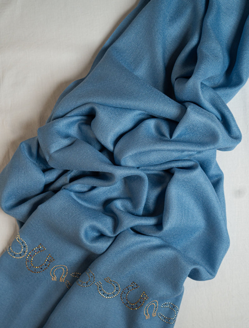 Forelock Gleam Wool Stole — Sky Blue stole from the Ashwaa Equestrian collection