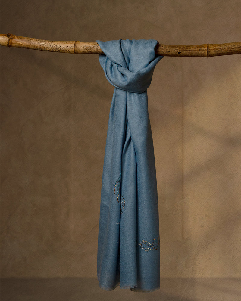 Forelock Gleam Wool Stole — Sky Blue stole from the Ashwaa Equestrian collection