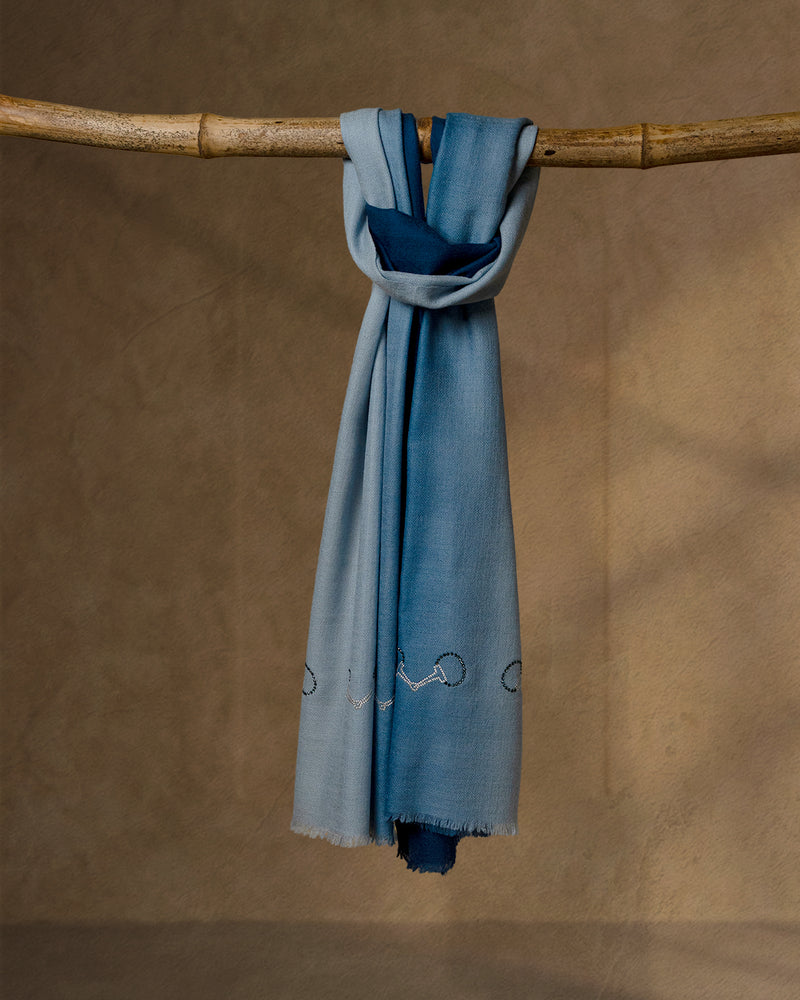 Liverpool Scope Wool Stole — Sky Blue stole from the Ashwaa Show Jumping collection