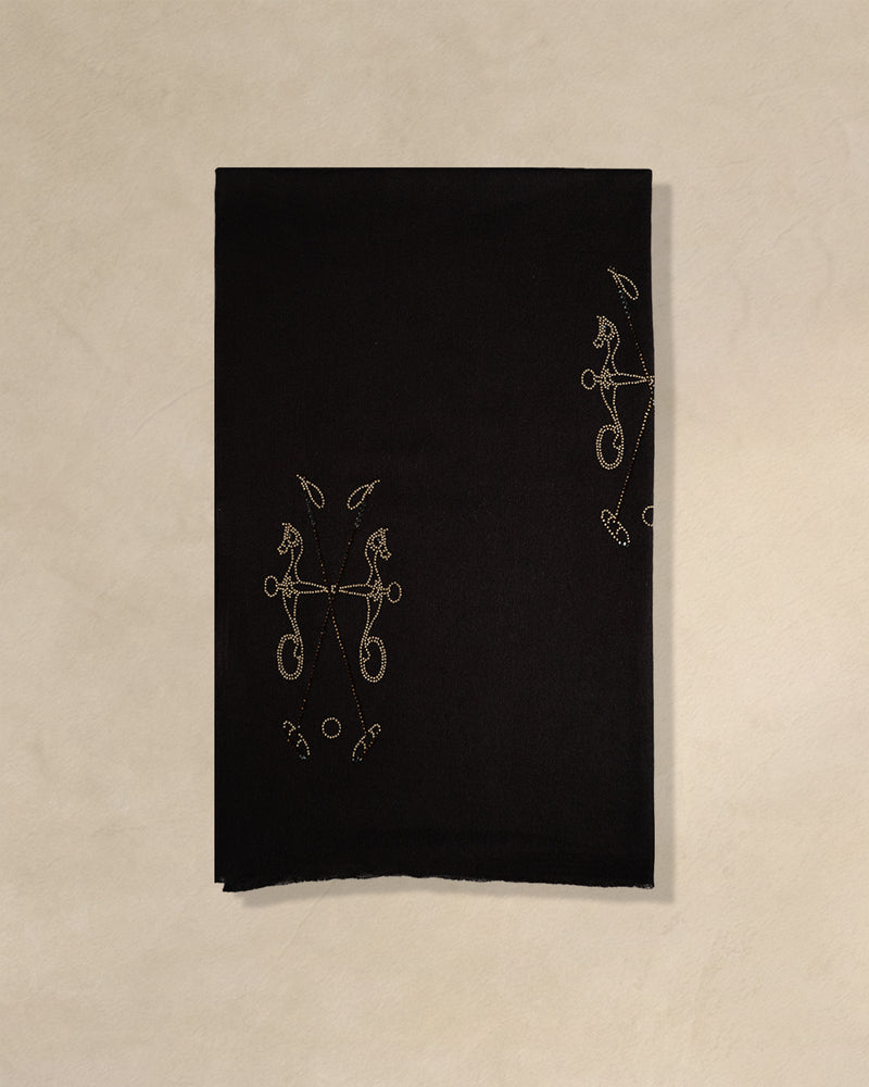 Hooves Dusk Wool Stoles — Black stole from the Ashwaa Polo collection