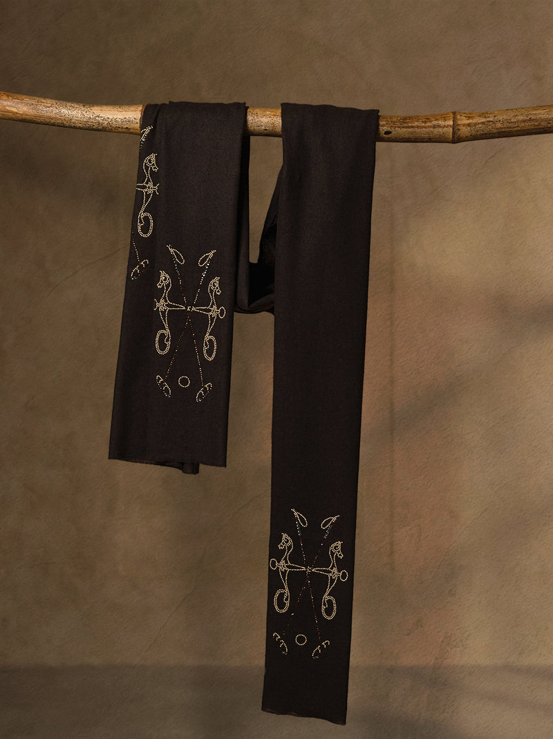 Hooves Dusk Wool Stoles — Black stole from the Ashwaa Polo collection