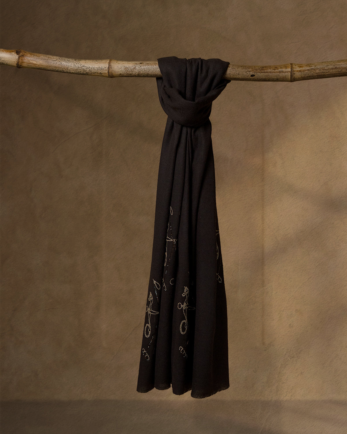 Hooves Dusk Wool Stole — Chocolate Brown stole from the Ashwaa Polo collection
