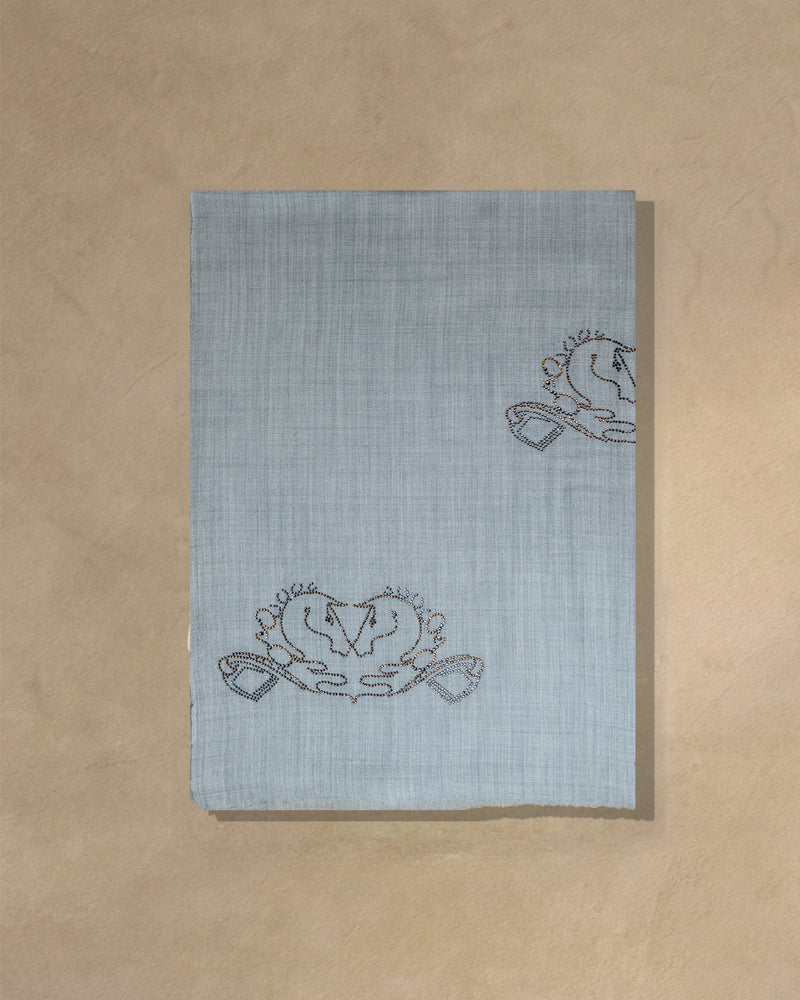 Stone Crest Wool Stole — Grey stole from the Ashwaa Equestrian collection