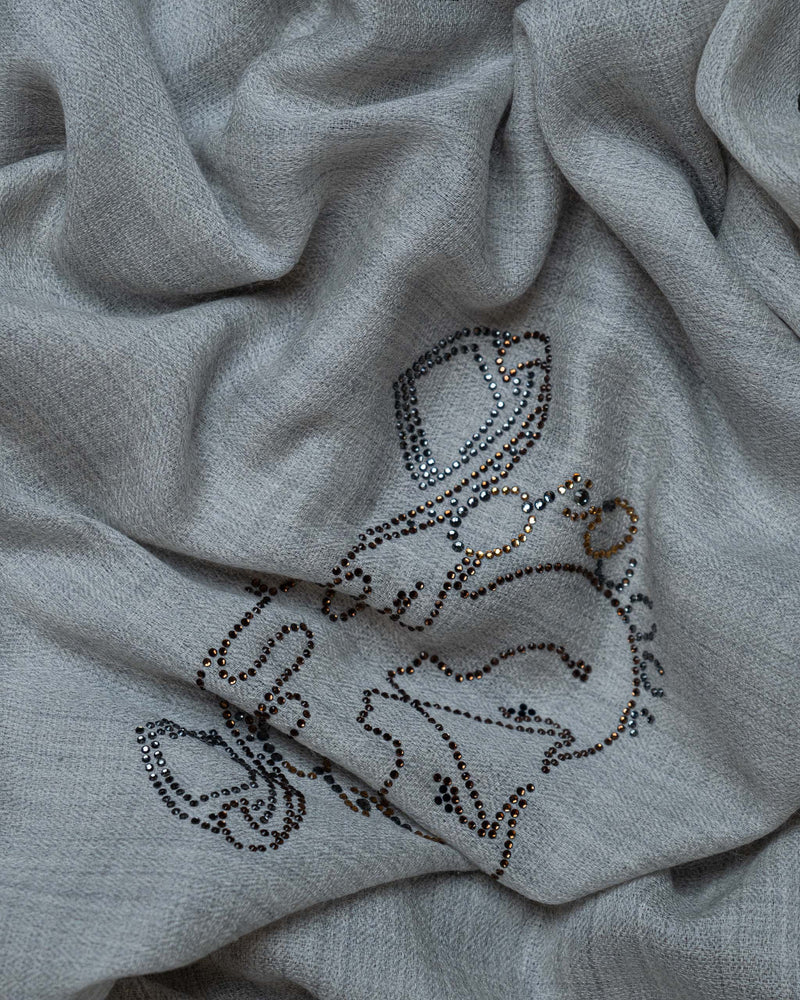 Stone Crest Wool Stole  Grey stole from the Ashwaa Equestrian collection