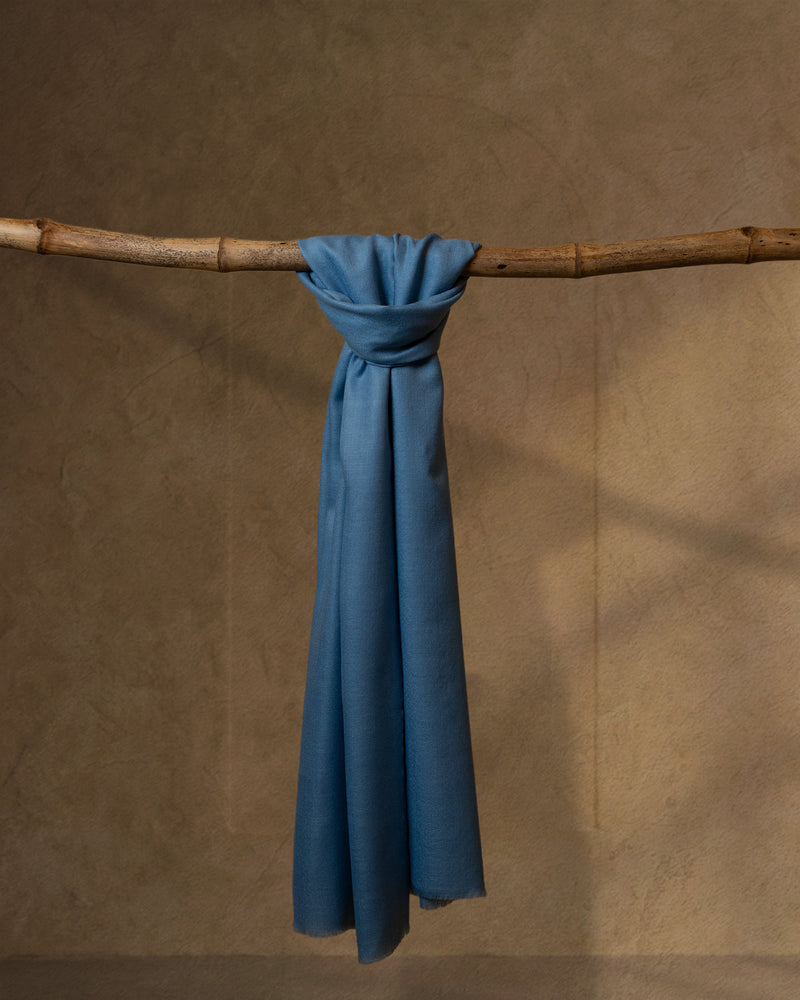 Open Sky Wool Stole  Sky Blue stole from the Ashwaa Sunrise collection