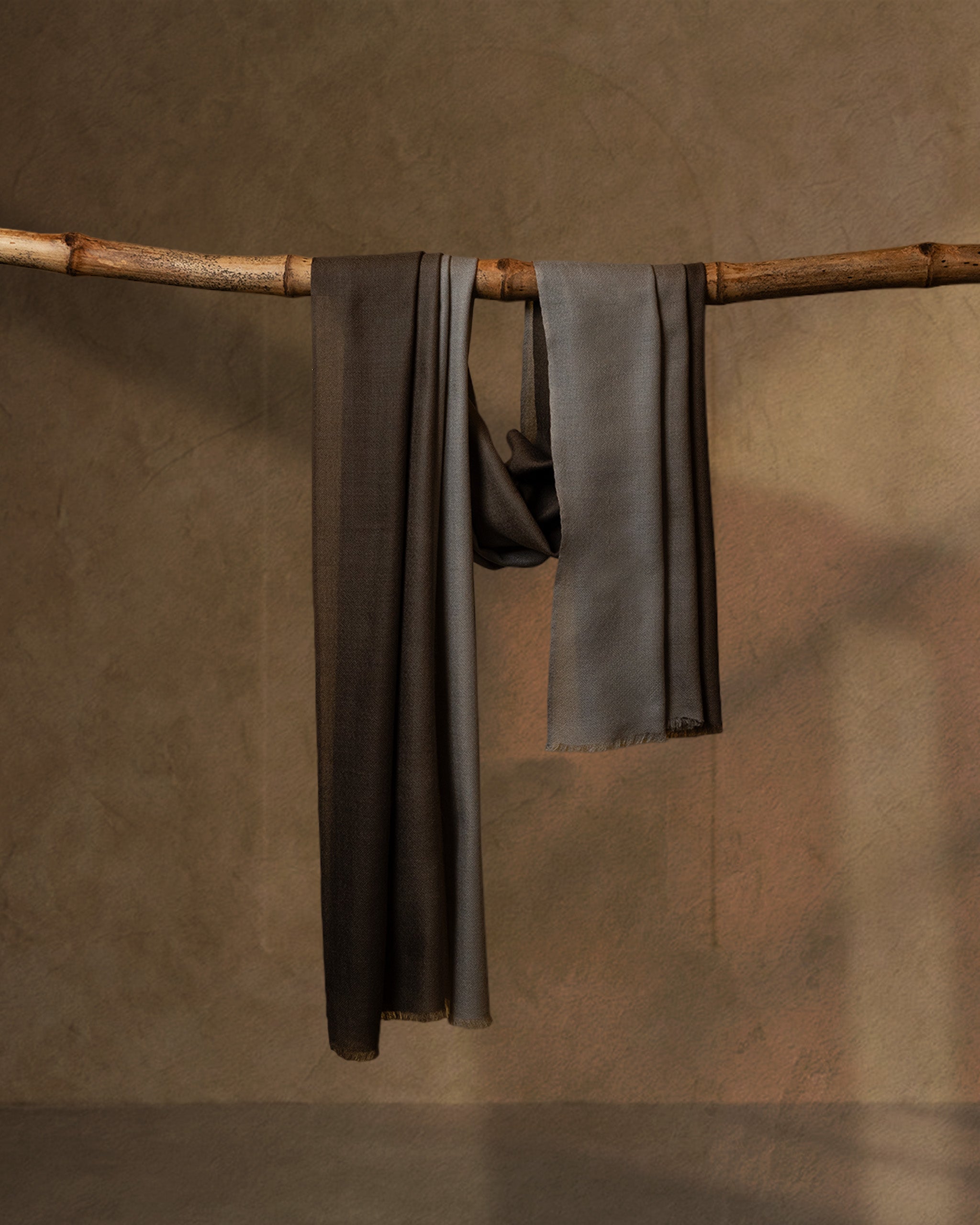 Moss Stride Wool Stole  Olive stole from the Ashwaa Sunrise collection