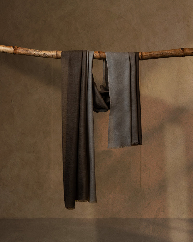 Moss Stride Wool Stole  Olive stole from the Ashwaa Sunrise collection