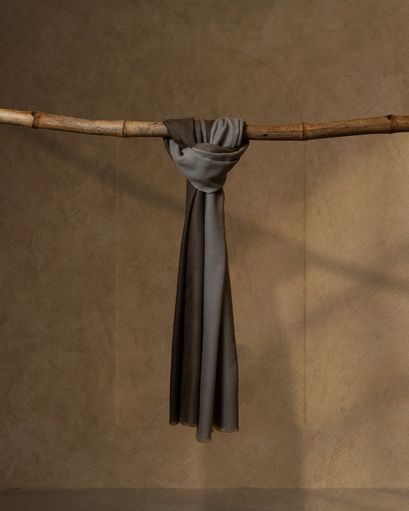 Moss Stride Wool Stole  Olive stole from the Ashwaa Sunrise collection