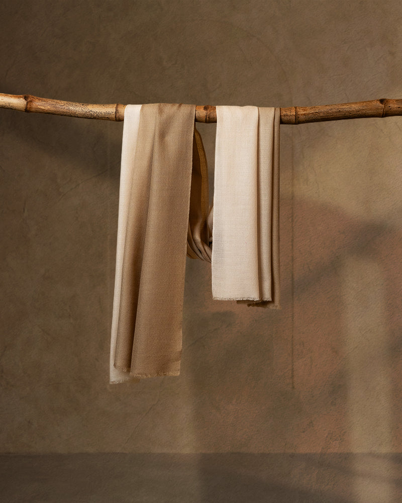 Ivory Canter Wool Stole  Ivory stole from the Ashwaa Sunrise collection