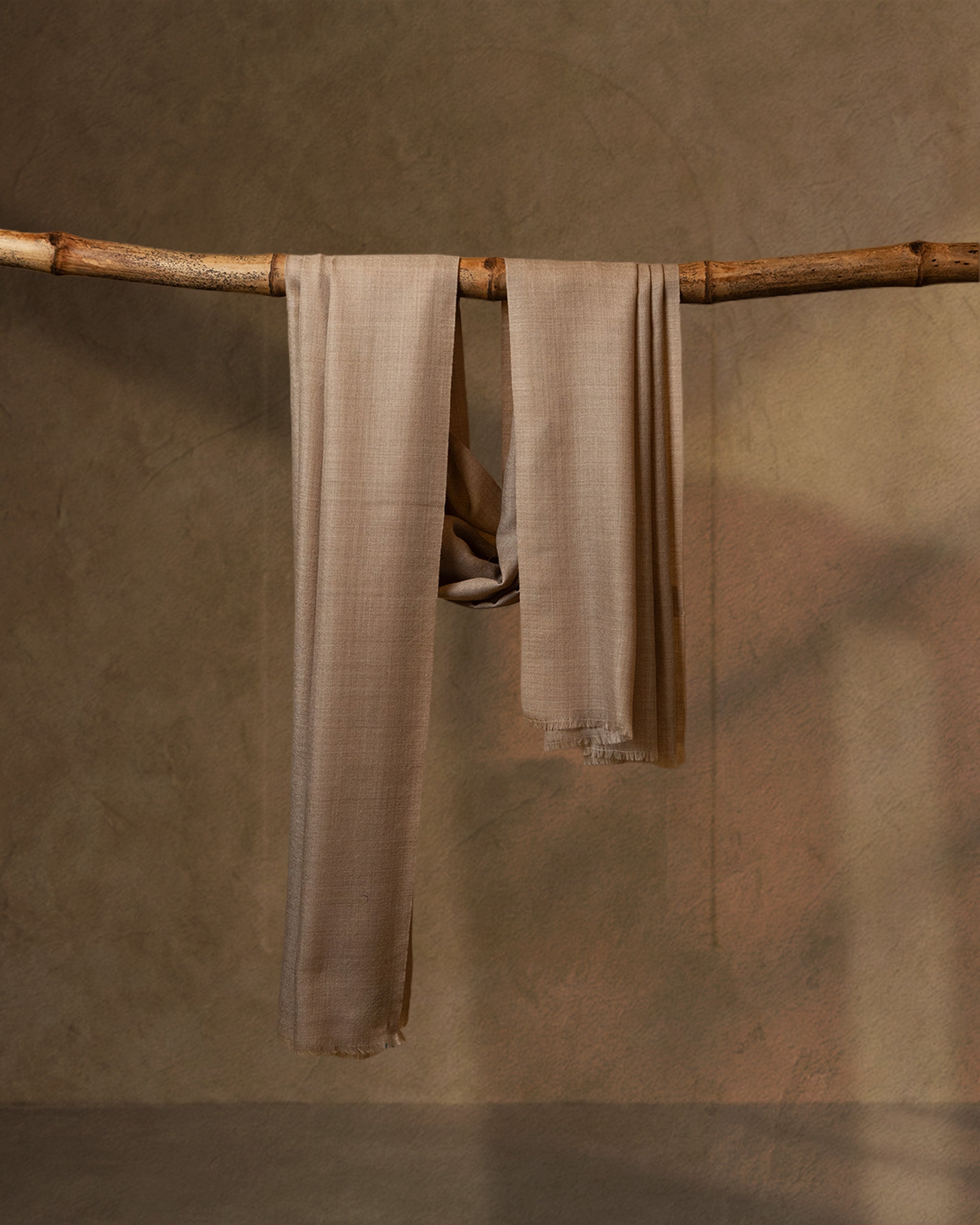 Barley Pace Wool Stole  Beige stole from the Ashwaa Sunrise collection