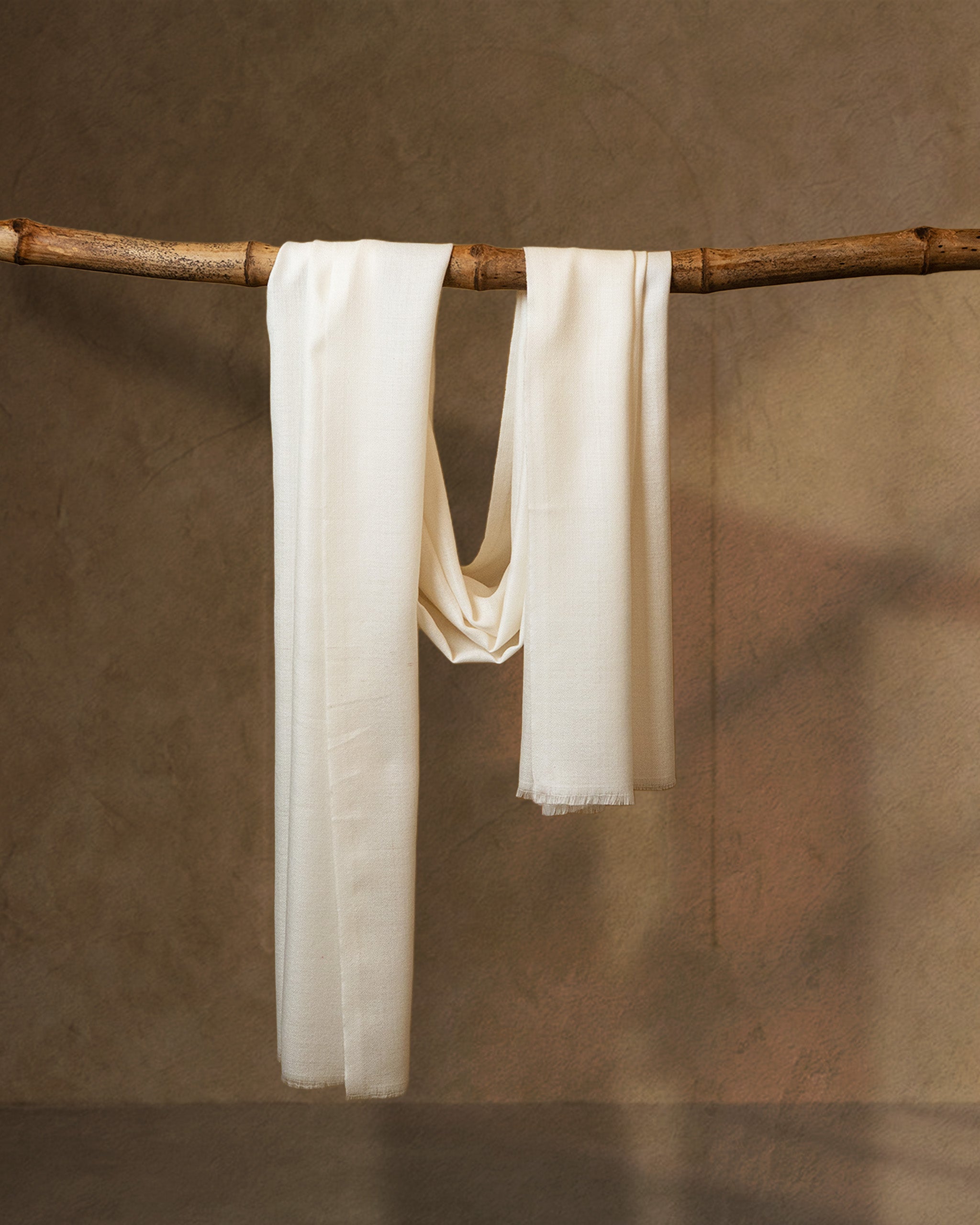Winter Halt Wool Stole  White stole from the Ashwaa Sunrise collection