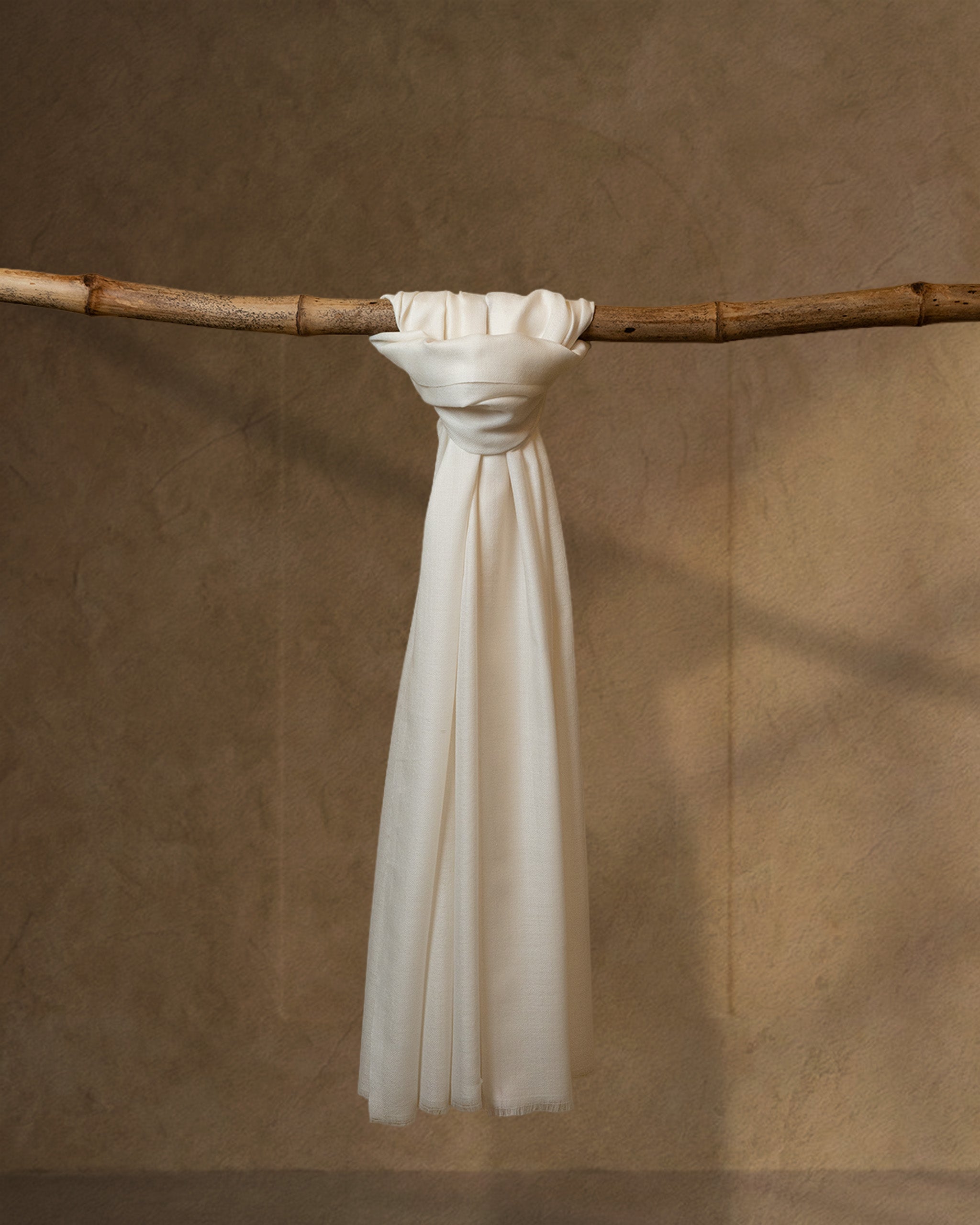 Winter Halt Wool Stole  White stole from the Ashwaa Sunrise collection