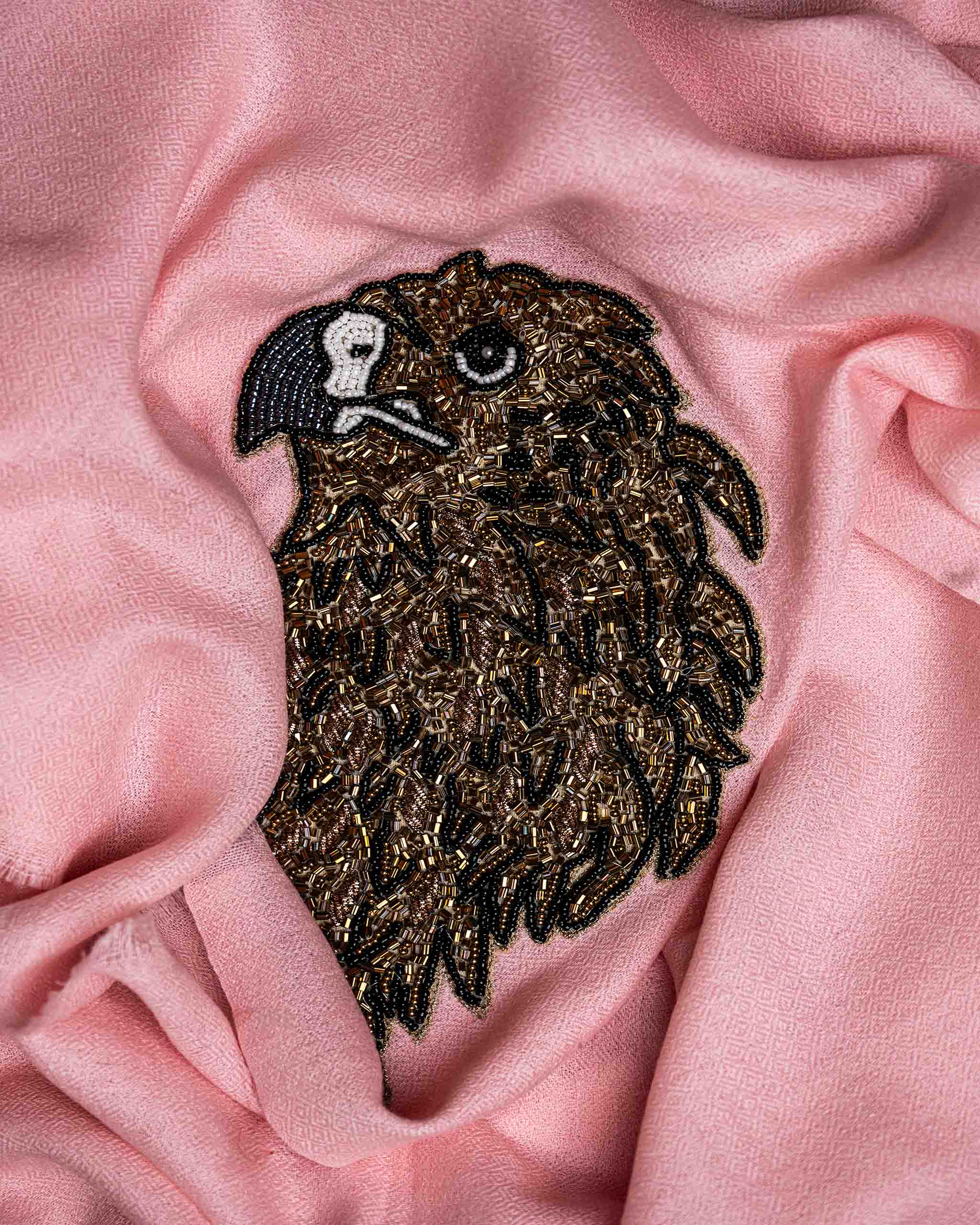 Petal Spur Wool Stole  Baby Pink stole from the Ashwaa Sunrise collection