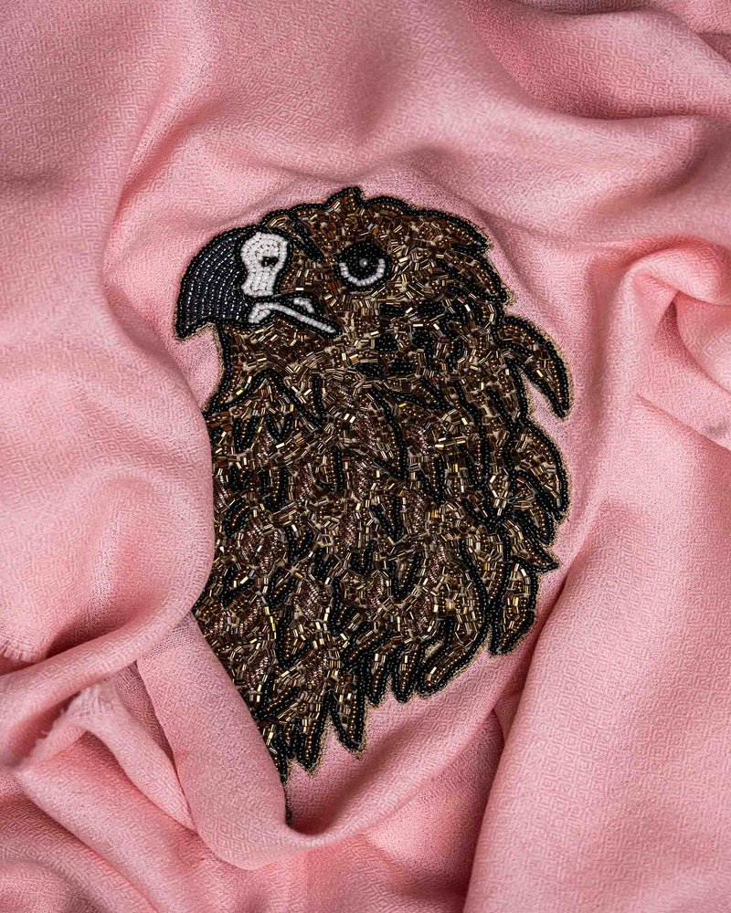 Petal Spur Wool Stole  Baby Pink stole from the Ashwaa Sunrise collection