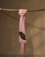 Petal Spur Wool Stole  Baby Pink stole from the Ashwaa Sunrise collection