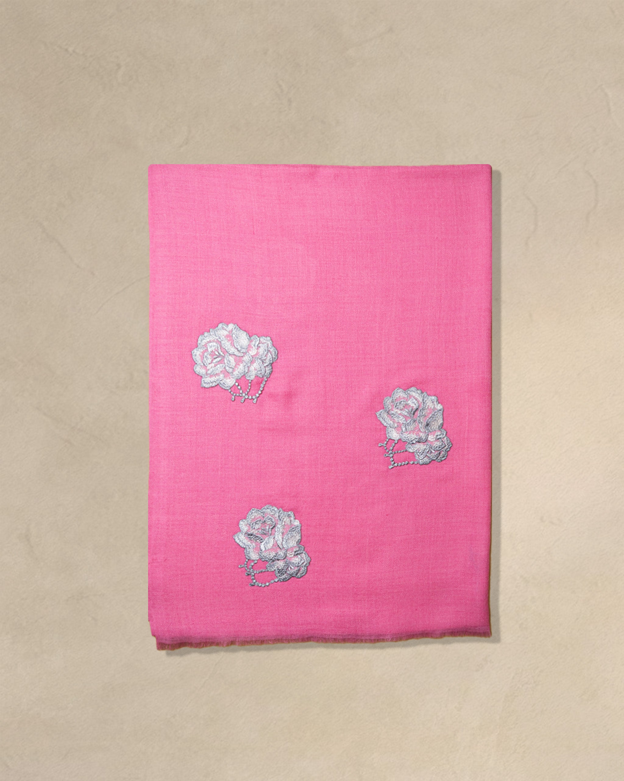 Pink Frill Wool Stole  Pink stole from the Ashwaa Sunrise collection