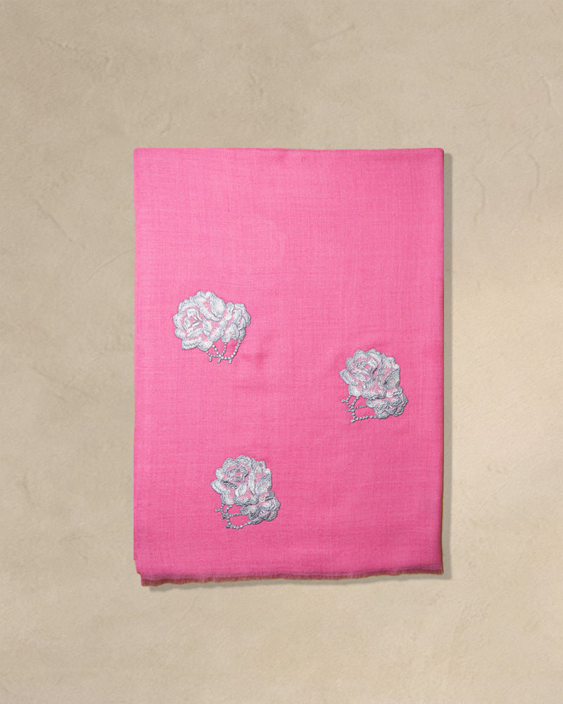 Pink Frill Wool Stole  Pink stole from the Ashwaa Sunrise collection