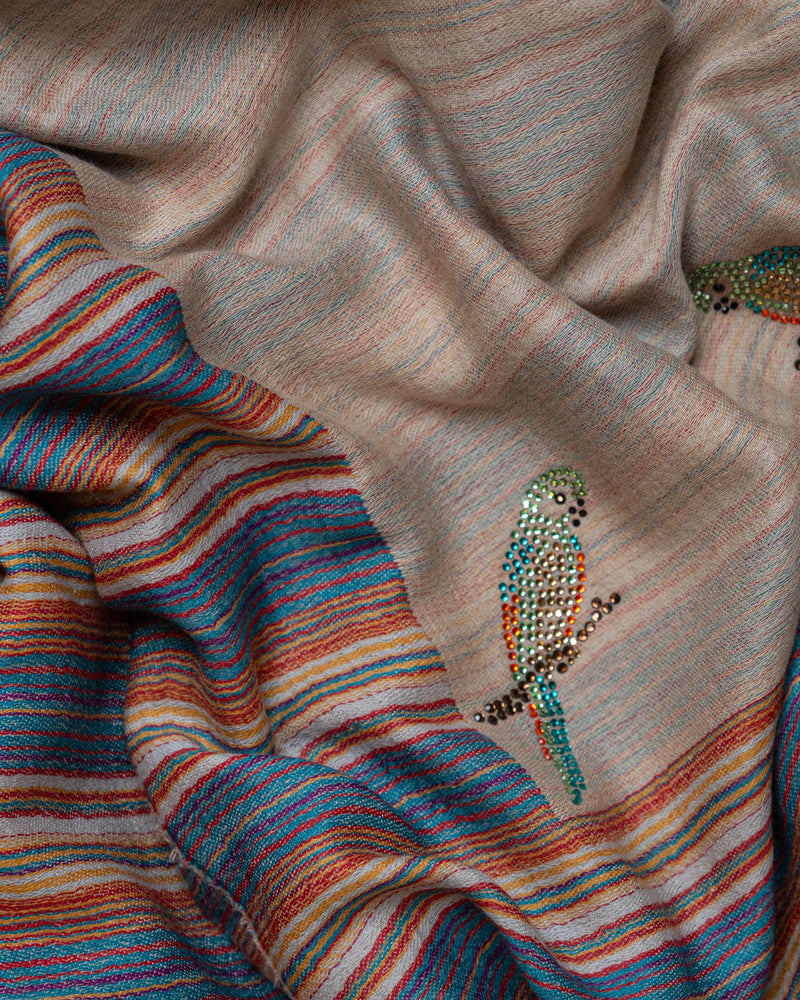 Snow Crest Wool Stole  Ivory stole from the Ashwaa Sunrise collection
