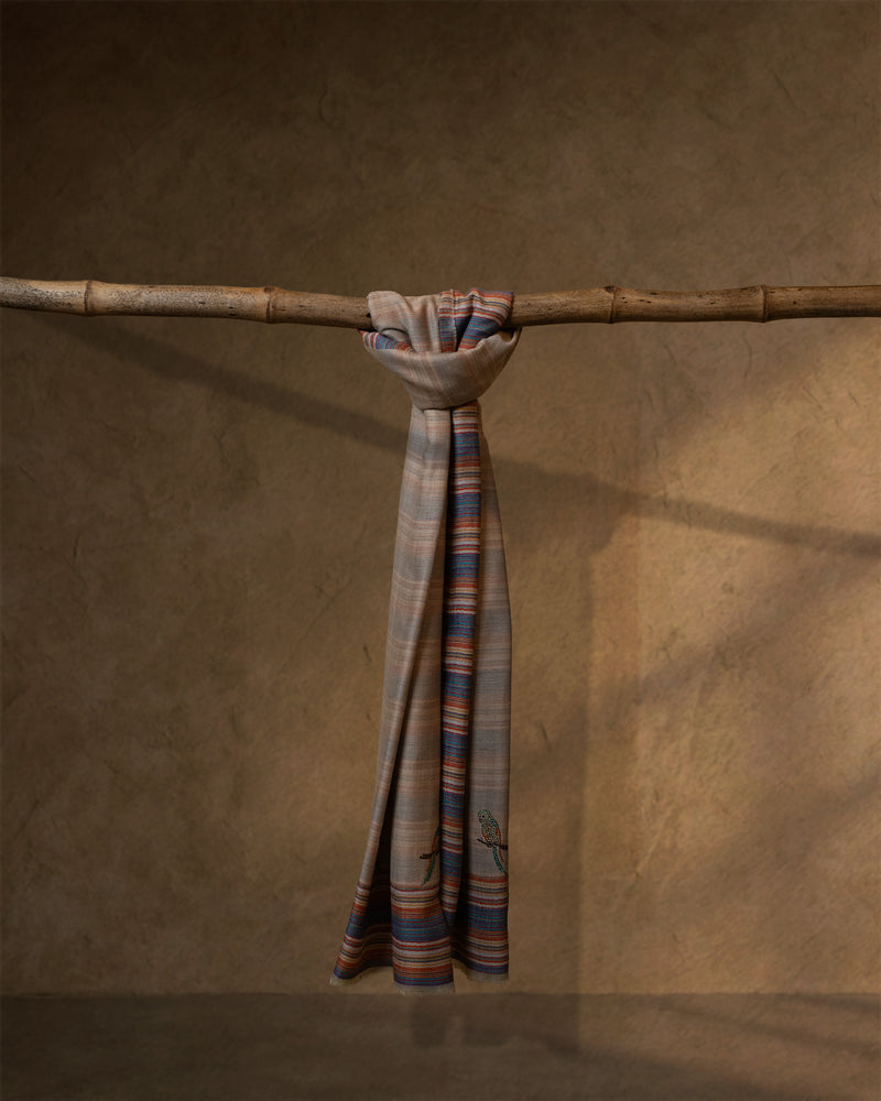 Snow Crest Wool Stole  Ivory stole from the Ashwaa Sunrise collection
