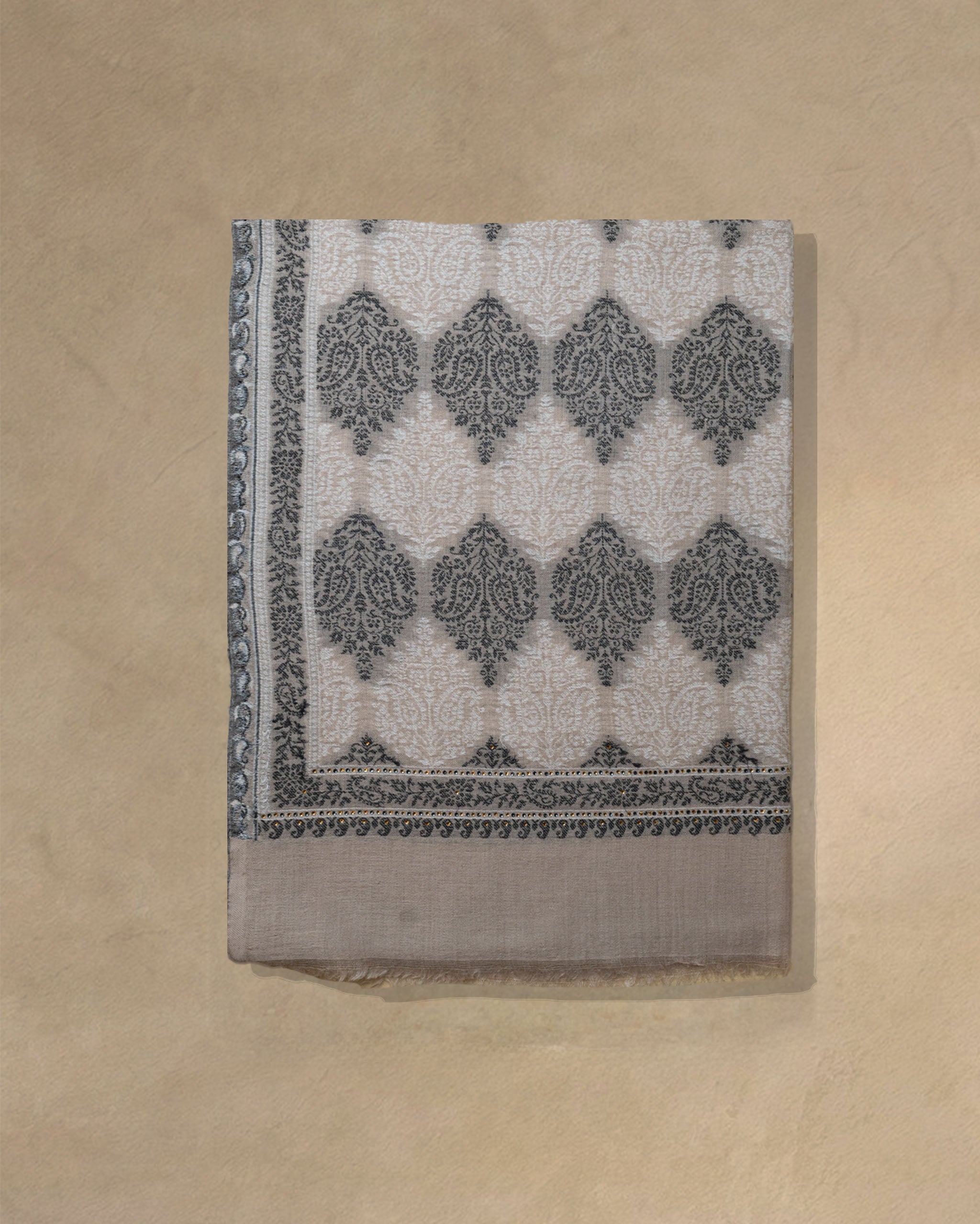 Bone Weave Wool Stole  Ivory stole from the Ashwaa Sunrise collection