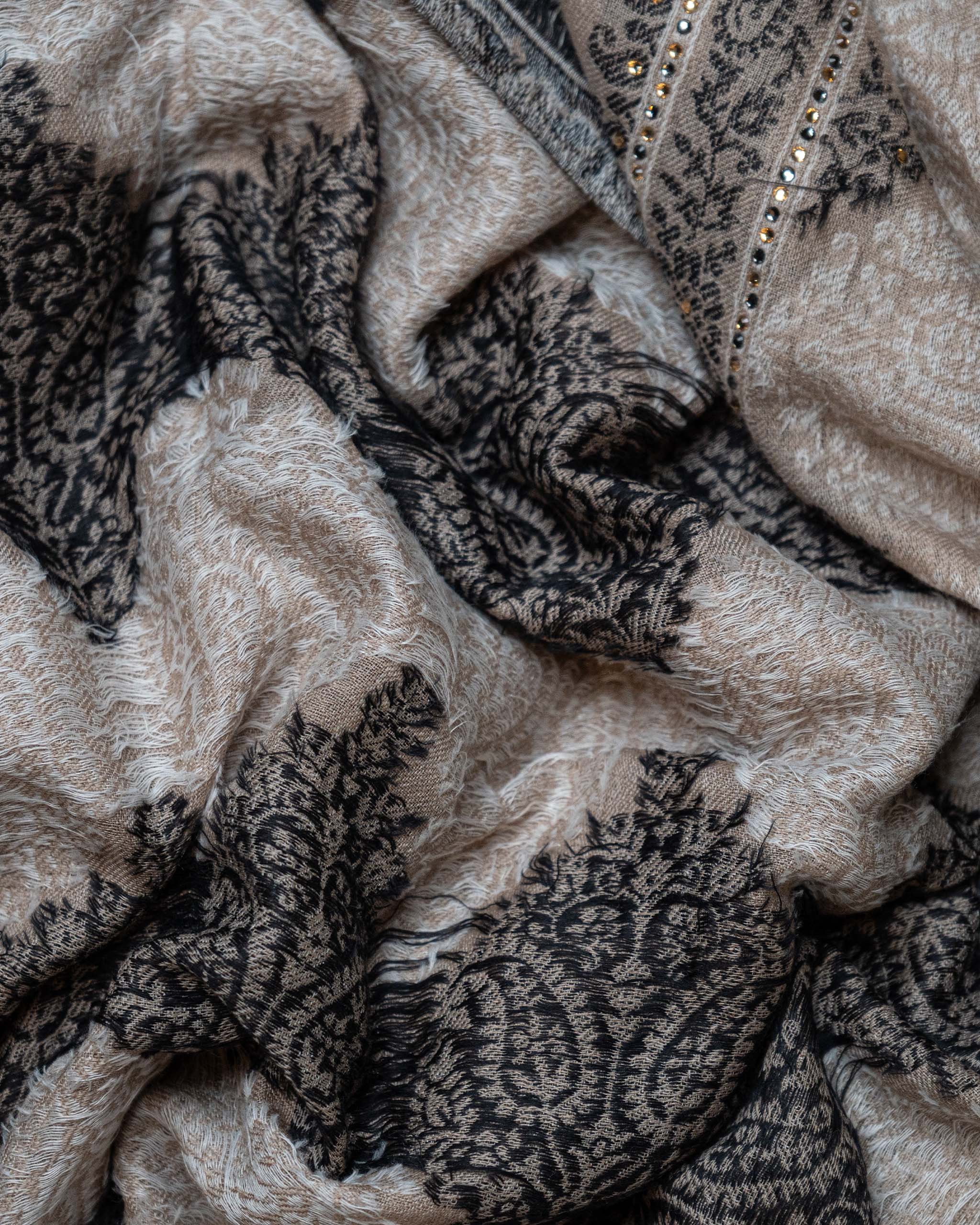Bone Weave Wool Stole  Ivory stole from the Ashwaa Sunrise collection