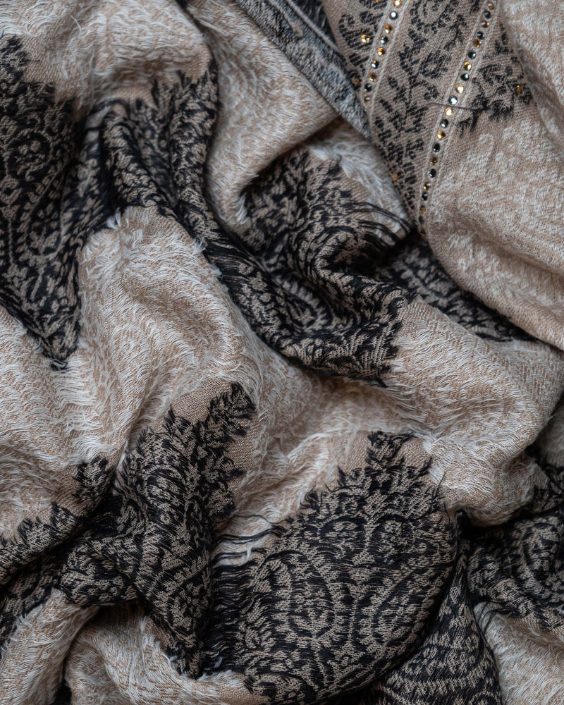 Bone Weave Wool Stole  Ivory stole from the Ashwaa Sunrise collection