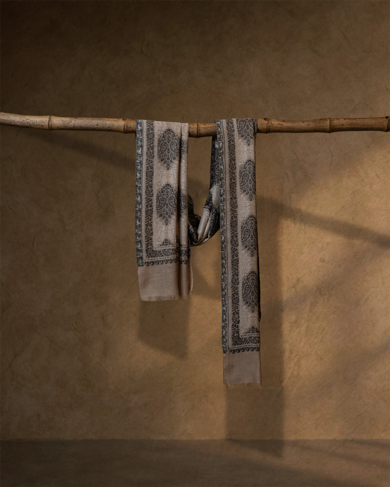 Bone Weave Wool Stole  Ivory stole from the Ashwaa Sunrise collection