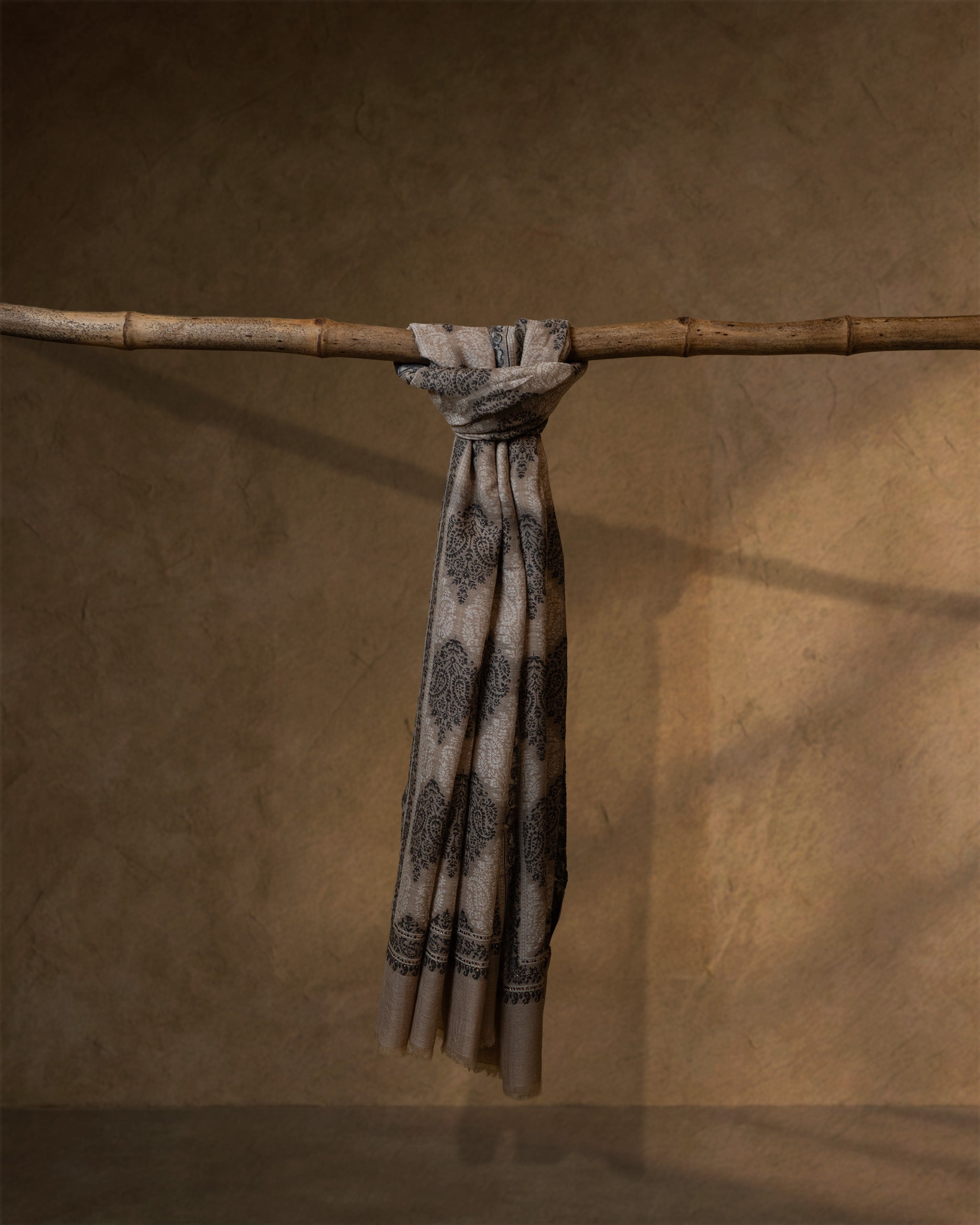 Bone Weave Wool Stole  Ivory stole from the Ashwaa Sunrise collection